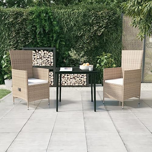 Qnhdfrt Garten Essgruppe Set 80x80 cm mit PE Rattan und Stahl Gestell Cremeweiß Kissen für Terrasse Balkon Gartenbereich Qnhdfrt Garten Essgruppe Set 80x80 cm mit PE Rattan und Stahl Gestell Cremeweiß Kissen für Terrasse Balkon Gartenbereich von Qnhdfrt