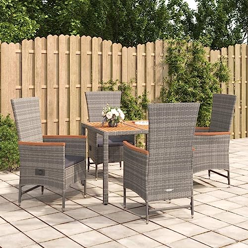 Qnhdfrt Garten Essgruppe Set Grau 4 Stühle mit Kissen und Tisch aus PE Rattan Modernes Design Wetterfest und Robust für Terrasse Garten und Balkon Qnhdfrt Garten Essgruppe Set Grau 4 Stühle mit Kissen und Tisch aus PE Rattan Modernes Design Wetterfest und Robust für Terrasse Garten und Balkon von Qnhdfrt