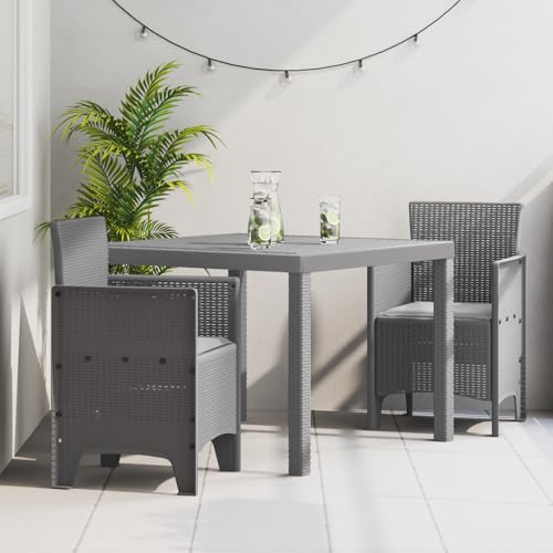 Qnhdfrt Garten-Essgruppe Set Hellgrau Rechteckig Poly Rattan für Balkon und Terrasse Modernes Design Robust mit 3 Teilen Qnhdfrt Garten-Essgruppe Set Hellgrau Rechteckig Poly Rattan für Balkon und Terrasse Modernes Design Robust mit 3 Teilen von Qnhdfrt