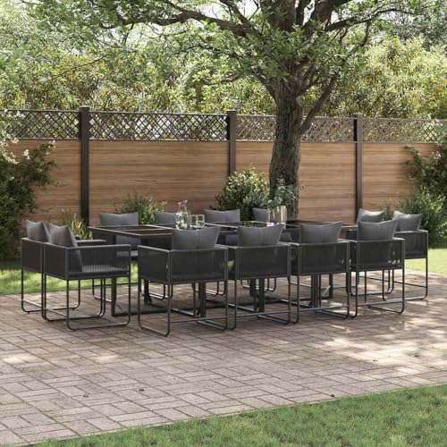 Qnhdfrt Garten Essgruppe Set Schwarz 13 teilig Outdoor Tisch und Stühle mit Kissen Pulverbeschichteter Stahl 440 cm für Garten und Terrasse Qnhdfrt Garten Essgruppe Set Schwarz 13 teilig Outdoor Tisch und Stühle mit Kissen Pulverbeschichteter Stahl 440 cm für Garten und Terrasse von Qnhdfrt