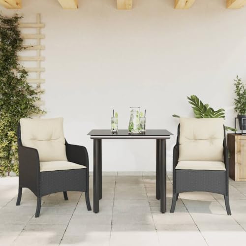 Qnhdfrt Garten Essgruppe Set Schwarz 3 TLG PE Rattan mit Kissen Outdoor Sitzgruppe für Terrasse Balkon und Garten Qnhdfrt Garten Essgruppe Set Schwarz 3 TLG PE Rattan mit Kissen Outdoor Sitzgruppe für Terrasse Balkon und Garten von Qnhdfrt