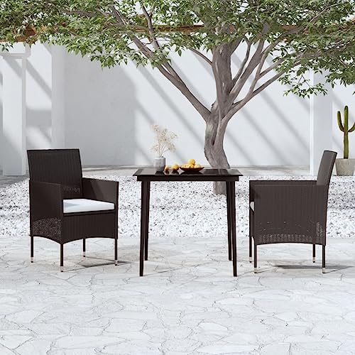 Qnhdfrt Garten Essgruppe Set Schwarz 3 TLG mit Kissen PE Rattan und Glas Tischplatte für Outdoor Terrasse Balkon Gartenbereich Qnhdfrt Garten Essgruppe Set Schwarz 3 TLG mit Kissen PE Rattan und Glas Tischplatte für Outdoor Terrasse Balkon Gartenbereich von Qnhdfrt