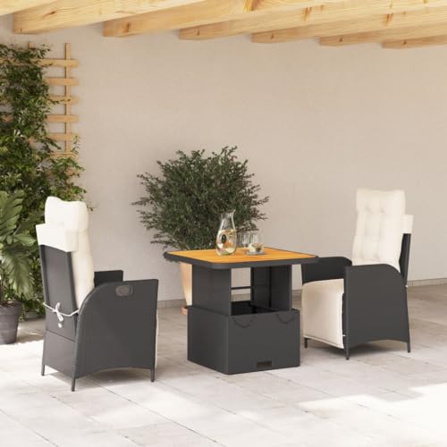 Qnhdfrt Garten Essgruppe Set Schwarz 3 teilig mit Kissen PE Rattan Outdoor Sitzgruppe für Garten Terrasse und Balkon Qnhdfrt Garten Essgruppe Set Schwarz 3 teilig mit Kissen PE Rattan Outdoor Sitzgruppe für Garten Terrasse und Balkon von Qnhdfrt