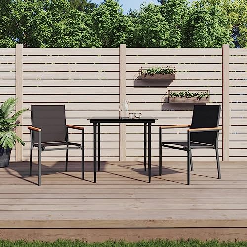 Qnhdfrt Garten Essgruppe Set Schwarz 3 teilig mit Textilene Sitzgruppe und Stahlrahmen für Balkon Terrasse Garten von Qnhdfrt