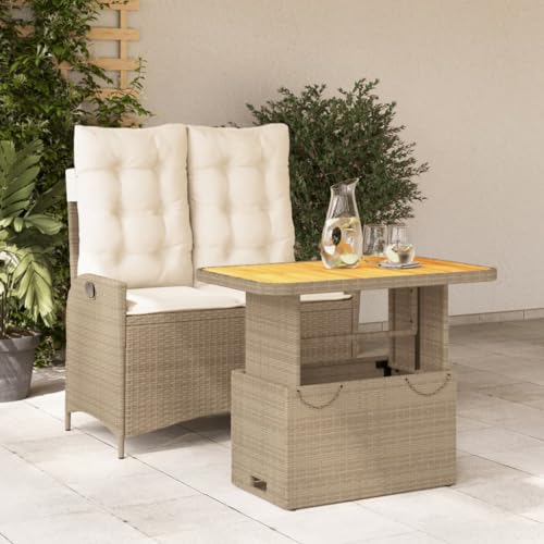 Qnhdfrt Garten Essgruppe Set aus PE Rattan mit höhenverstellbarem Tisch und verstellbaren Liegen Beige für Terrasse Balkon und Garten Qnhdfrt Garten Essgruppe Set aus PE Rattan mit höhenverstellbarem Tisch und verstellbaren Liegen Beige für Terrasse Balkon und Garten von Qnhdfrt
