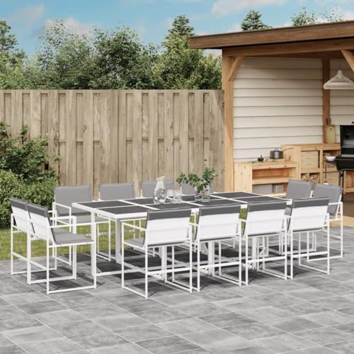 Qnhdfrt Garten Essgruppe Set mit 12 Stühlen Klappbare Rückenlehnen Textilene Stoff Weiß Outdoor Möbel für Terrasse Garten Balkon Qnhdfrt Garten Essgruppe Set mit 12 Stühlen Klappbare Rückenlehnen Textilene Stoff Weiß Outdoor Möbel für Terrasse Garten Balkon von Qnhdfrt