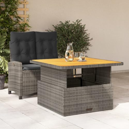 Qnhdfrt Garten Essgruppe Set mit Kissen Grau PE Rattan 105 x 66 x 93 cm Höhenverstellbarer Tisch und Verstellbare Relaxbank für Terrasse Garten Balkon Qnhdfrt Garten Essgruppe Set mit Kissen Grau PE Rattan 105 x 66 x 93 cm Höhenverstellbarer Tisch und Verstellbare Relaxbank für Terrasse Garten Balkon von Qnhdfrt