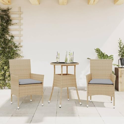 Qnhdfrt Garten Essgruppe Set mit Polsterkissen PE Rattan und Glas Tisch für Balkon Garten Terrasse Outdoor Sitzgruppe Qnhdfrt Garten Essgruppe Set mit Polsterkissen PE Rattan und Glas Tisch für Balkon Garten Terrasse Outdoor Sitzgruppe von Qnhdfrt