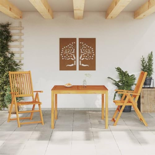 Qnhdfrt Garten Essgruppe aus Akazienholz 110 x 110 cm Klappstühle Sitzgruppe Outdoor Bierzeltgarnitur für Terrasse Balkon und Garten von Qnhdfrt