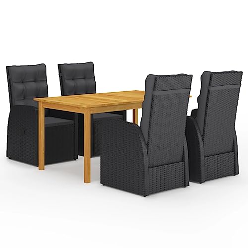 Qnhdfrt Garten Essgruppe aus Akazienholz mit PE Rattan Stühlen Schwarz 150 x 90 cm Outdoor Esstisch Set inklusive Polster für Terrasse Balkon und Garten Qnhdfrt Garten Essgruppe aus Akazienholz mit PE Rattan Stühlen Schwarz 150 x 90 cm Outdoor Esstisch Set inklusive Polster für Terrasse Balkon und Garten von Qnhdfrt