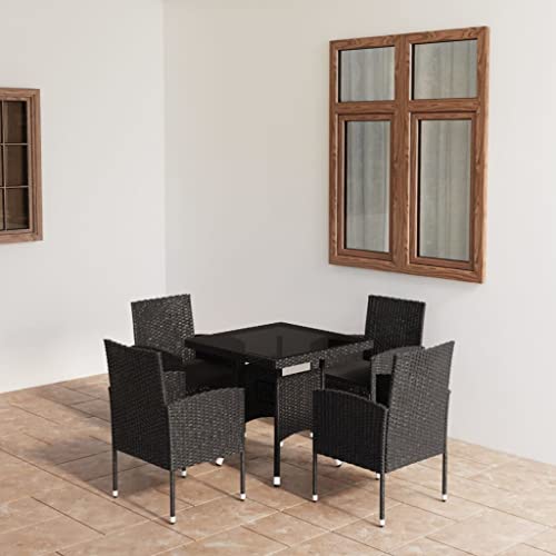 Qnhdfrt Garten Essgruppe aus PE Rattan Schwarz 80x80 cm mit Glasplatte und Polstern für Terrasse Balkon Garten Qnhdfrt Garten Essgruppe aus PE Rattan Schwarz 80x80 cm mit Glasplatte und Polstern für Terrasse Balkon Garten von Qnhdfrt