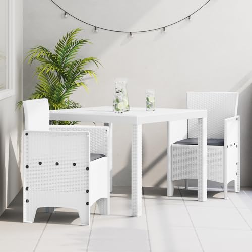 Qnhdfrt Garten-Essgruppe aus Poly-Rattan Weiß Rechteckig 3-TLG mit Kissen für Terrasse Balkon Garten Modernes Design Robust und Wetterbeständig Qnhdfrt Garten-Essgruppe aus Poly-Rattan Weiß Rechteckig 3-TLG mit Kissen für Terrasse Balkon Garten Modernes Design Robust und Wetterbeständig von Qnhdfrt