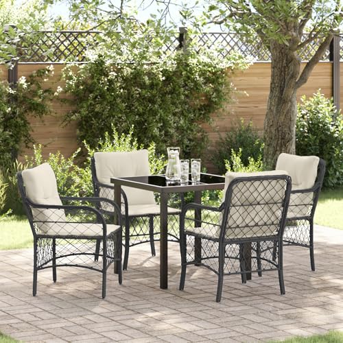 Qnhdfrt Garten Essset Schwarz Poly Rattan mit Kissen 5-teilig für Terrasse Balkon Garten - Modernes Design Robustheit und Komfort Qnhdfrt Garten Essset Schwarz Poly Rattan mit Kissen 5-teilig für Terrasse Balkon Garten - Modernes Design Robustheit und Komfort von Qnhdfrt