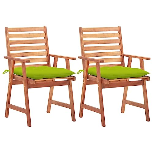 Qnhdfrt Garten Essstuhl 2er Set mit Kissen, Massivholz Akazie für Outdoor, Terrasse und Balkon, Modernes Design Wetterbeständig und Langlebig von Qnhdfrt
