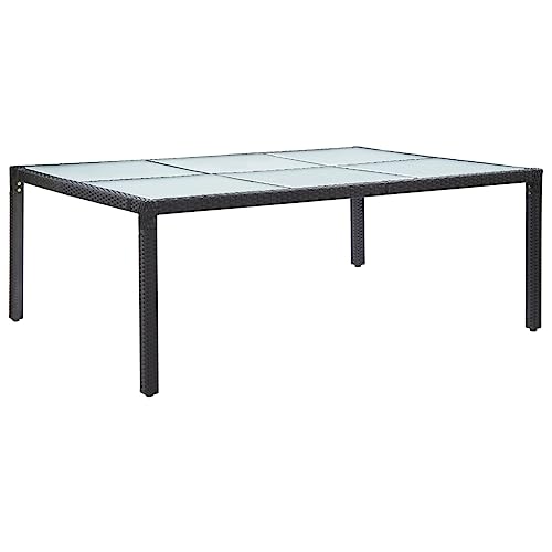 Qnhdfrt Garten-Esstisch Outdoor Schwarz 200x150x74 cm Poly Rattan mit Stahlgestell und Glasplatte Elegantes Design Robust Leichtbauweise für Garten Terrasse Balkon von Qnhdfrt