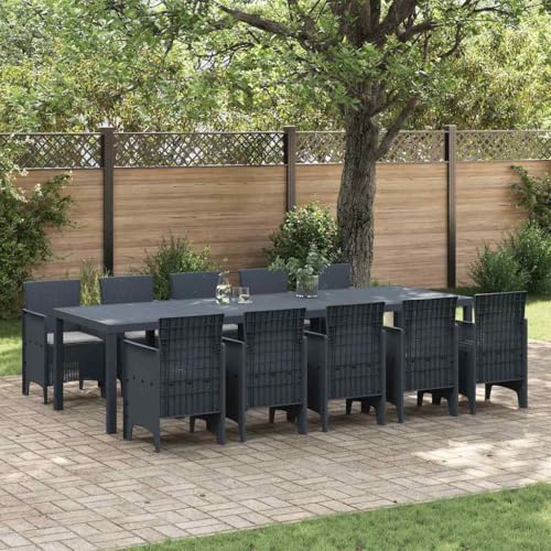 Qnhdfrt Garten Esszimmer Set 11 TLG mit Kissen Anthrazit Hellgrau 300x100x73 cm Outdoor Poly Rattan Tisch und Stühle für Terrasse Garten Balkon Qnhdfrt Garten Esszimmer Set 11 TLG mit Kissen Anthrazit Hellgrau 300x100x73 cm Outdoor Poly Rattan Tisch und Stühle für Terrasse Garten Balkon von Qnhdfrt