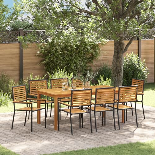 Qnhdfrt Garten Esszimmer Set Schwarz 8 Stühle Rechteckiger Tisch Naturholz Outdoor Möbel für Terrasse Balkon Garten Qnhdfrt Garten Esszimmer Set Schwarz 8 Stühle Rechteckiger Tisch Naturholz Outdoor Möbel für Terrasse Balkon Garten von Qnhdfrt