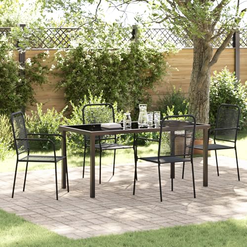 Qnhdfrt Garten Esszimmer Set Schwarz mit Baumwollseil und Stahl 4-Sitzer Rechteckig Modernes Design Robust für Garten Terrasse Balkon Outdoor Möbel Qnhdfrt Garten Esszimmer Set Schwarz mit Baumwollseil und Stahl 4-Sitzer Rechteckig Modernes Design Robust für Garten Terrasse Balkon Outdoor Möbel von Qnhdfrt