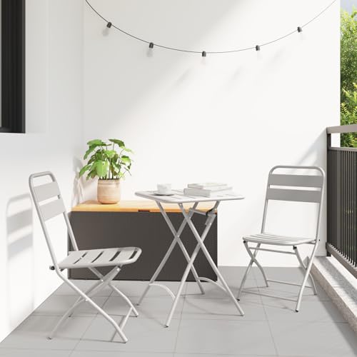 Qnhdfrt Garten Klappstuhl 2er Set Beige 42x52x82 cm Stahl Faltbar Outdoor Sitzmöbel für Garten Balkon und Camping von Qnhdfrt