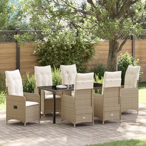 Qnhdfrt Garten Liegestuhl Set mit Kissen 2er-Set Beige Poly Rattan Verstellbare Rückenlehne Dicke Polster Wetterbeständig für Terrasse Balkon Garten Qnhdfrt Garten Liegestuhl Set mit Kissen 2er-Set Beige Poly Rattan Verstellbare Rückenlehne Dicke Polster Wetterbeständig für Terrasse Balkon Garten von Qnhdfrt