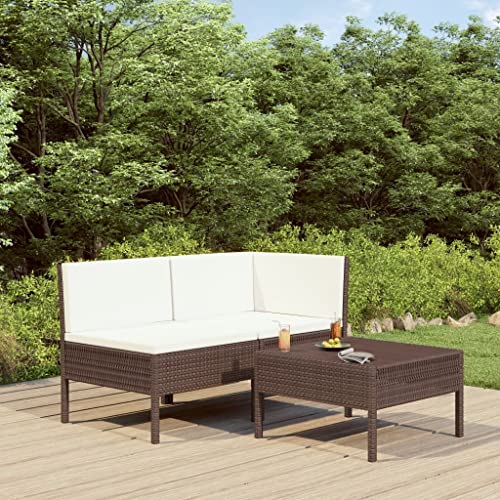 Qnhdfrt Garten Lounge Set 3 Teile PE Rattan Sofa Eckgruppe mit Kissen Beistelltisch Braun Cremeweiß für Balkon Terrasse Garten Qnhdfrt Garten Lounge Set 3 Teile PE Rattan Sofa Eckgruppe mit Kissen Beistelltisch Braun Cremeweiß für Balkon Terrasse Garten von Qnhdfrt
