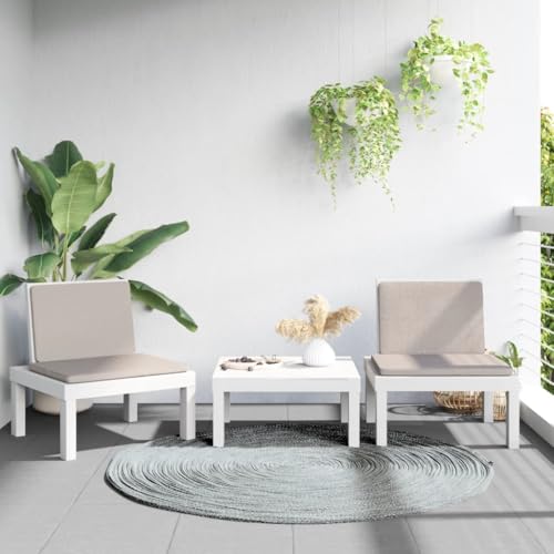 Qnhdfrt Garten Lounge Set 3 teilig Weiß mit Grauen Kissen PP Polypropylen Outdoor Möbel für Terrasse Balkon und Garten Qnhdfrt Garten Lounge Set 3 teilig Weiß mit Grauen Kissen PP Polypropylen Outdoor Möbel für Terrasse Balkon und Garten von Qnhdfrt