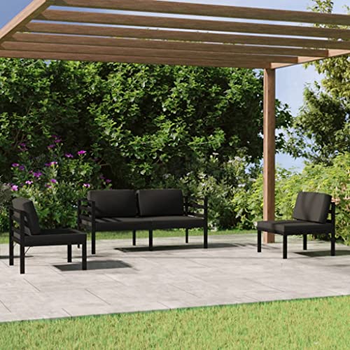 Qnhdfrt Garten Lounge Set 4 Teile Anthrazit Aluminium Outdoor Möbel mit Polstern Modulares Design für Terrasse Balkon und Garten von Qnhdfrt