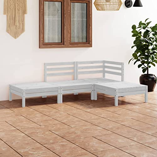 Qnhdfrt Garten Lounge Set 4 teilig Weiß Massivholz Kiefer Sitzgruppe Outdoor Modular für Balkon Terrasse Garten Qnhdfrt Garten Lounge Set 4 teilig Weiß Massivholz Kiefer Sitzgruppe Outdoor Modular für Balkon Terrasse Garten von Qnhdfrt