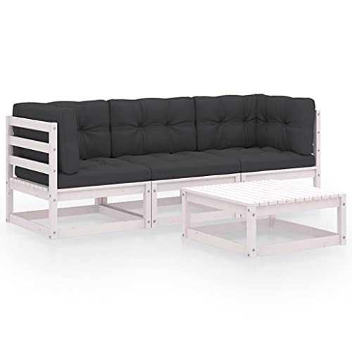 Qnhdfrt Garten Lounge Set 4 teilig aus Kiefern Massivholz mit Kissen Weiß Anthrazit Modular Erweiterbar für Terrasse Balkon und Garten Qnhdfrt Garten Lounge Set 4 teilig aus Kiefern Massivholz mit Kissen Weiß Anthrazit Modular Erweiterbar für Terrasse Balkon und Garten von Qnhdfrt