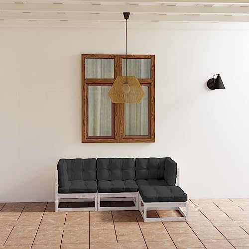 Qnhdfrt Garten Lounge Set 4 teilig aus Massivholz Kiefer mit Kissen Anthrazit Weiß Robustes Outdoor Sitzgruppe für Balkon Terrasse Garten Qnhdfrt Garten Lounge Set 4 teilig aus Massivholz Kiefer mit Kissen Anthrazit Weiß Robustes Outdoor Sitzgruppe für Balkon Terrasse Garten von Qnhdfrt