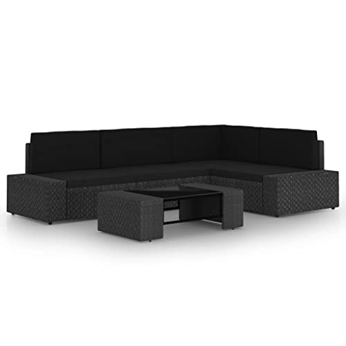 Qnhdfrt Garten Lounge Set 5 Teile Schwarz PE Rattan mit Kissen und Glas Couchtisch für Balkon Garten Terrasse Qnhdfrt Garten Lounge Set 5 Teile Schwarz PE Rattan mit Kissen und Glas Couchtisch für Balkon Garten Terrasse von Qnhdfrt