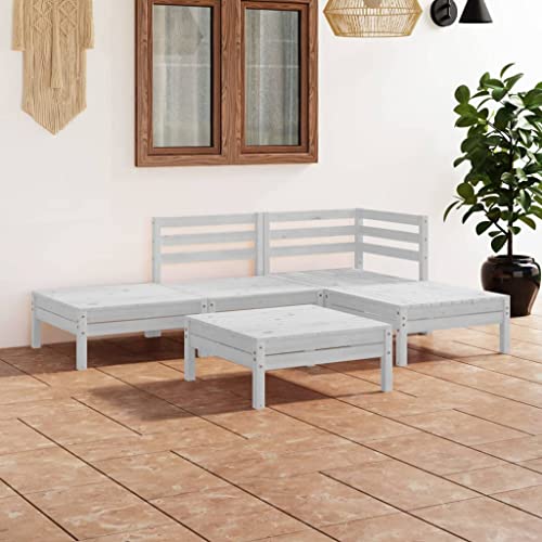 Qnhdfrt Garten Lounge Set 5 teilig aus massivem Kiefernholz Weiß Outdoor Möbel Set mit Eck Sofa und Hocker für Terrasse Balkon Garten Qnhdfrt Garten Lounge Set 5 teilig aus massivem Kiefernholz Weiß Outdoor Möbel Set mit Eck Sofa und Hocker für Terrasse Balkon Garten von Qnhdfrt