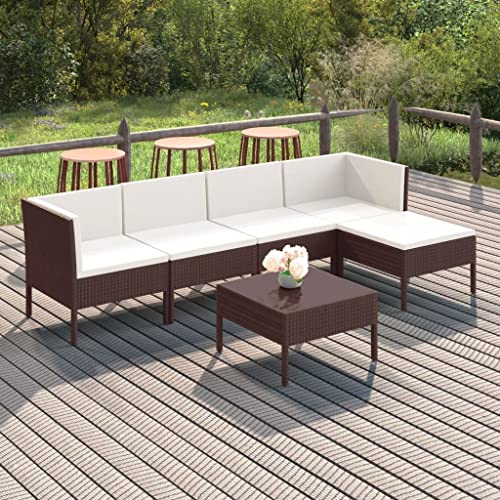 Qnhdfrt Garten Lounge Set 6 Teile PE Rattan Braun mit Cremeweißen Kissen Wetterfestes Outdoor Möbelset für Balkon Terrasse und Garten Qnhdfrt Garten Lounge Set 6 Teile PE Rattan Braun mit Cremeweißen Kissen Wetterfestes Outdoor Möbelset für Balkon Terrasse und Garten von Qnhdfrt
