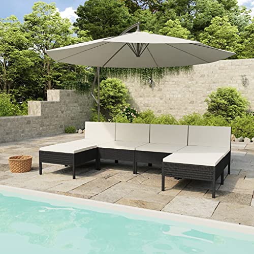 Qnhdfrt Garten Lounge Set 6 Teile Schwarz PE Rattan Sofa Hocker Kissen Outdoor Balkon Terrasse Modernes Design Wetterbeständig Qnhdfrt Garten Lounge Set 6 Teile Schwarz PE Rattan Sofa Hocker Kissen Outdoor Balkon Terrasse Modernes Design Wetterbeständig von Qnhdfrt