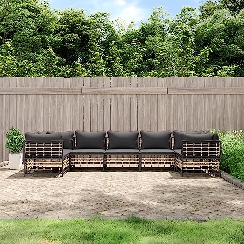 Qnhdfrt Garten Lounge Set 7 TLG Anthrazit Poly Rattan mit Kissen Wetterfestes Ecksofa und Mittelteil Modulares Design für Terrasse Balkon oder Garten Qnhdfrt Garten Lounge Set 7 TLG Anthrazit Poly Rattan mit Kissen Wetterfestes Ecksofa und Mittelteil Modulares Design für Terrasse Balkon oder Garten von Qnhdfrt