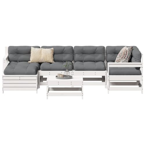 Qnhdfrt Garten Lounge Set 7 teilig aus Massivholz Kiefer Weiß mit Latten Design für Terrasse Balkon und Garten Qnhdfrt Garten Lounge Set 7 teilig aus Massivholz Kiefer Weiß mit Latten Design für Terrasse Balkon und Garten von Qnhdfrt