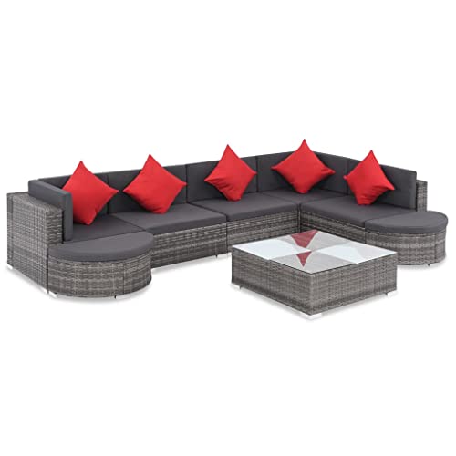 Qnhdfrt Garten Lounge Set 8 teilig Poly Rattan Grau mit Couchtisch und Polstern Wasserdichtes PE Rattan für Terrasse Garten Balkon Qnhdfrt Garten Lounge Set 8 teilig Poly Rattan Grau mit Couchtisch und Polstern Wasserdichtes PE Rattan für Terrasse Garten Balkon von Qnhdfrt