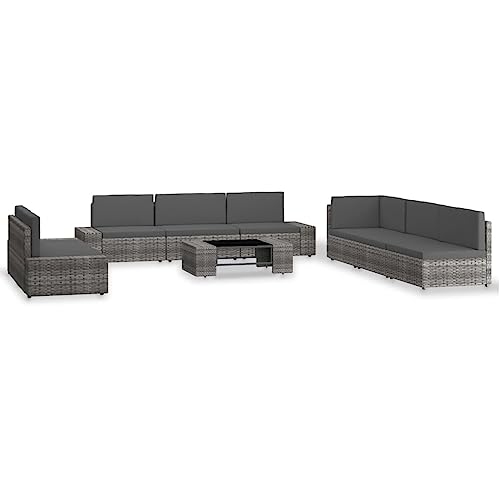 Qnhdfrt Garten Lounge Set 9 teilig Poly Rattan Grau Anthrazit Modular Outdoor Sitzgruppe mit Couchtisch und Kissen für Terrasse Balkon Garten Qnhdfrt Garten Lounge Set 9 teilig Poly Rattan Grau Anthrazit Modular Outdoor Sitzgruppe mit Couchtisch und Kissen für Terrasse Balkon Garten von Qnhdfrt