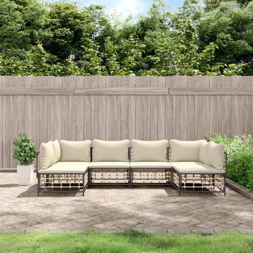 Qnhdfrt Garten Lounge Set Anthrazit Poly Rattan mit Kissen Outdoor Sofa für Balkon Terrasse und Garten Modulares Design Wetterfest und Robust Qnhdfrt Garten Lounge Set Anthrazit Poly Rattan mit Kissen Outdoor Sofa für Balkon Terrasse und Garten Modulares Design Wetterfest und Robust von Qnhdfrt