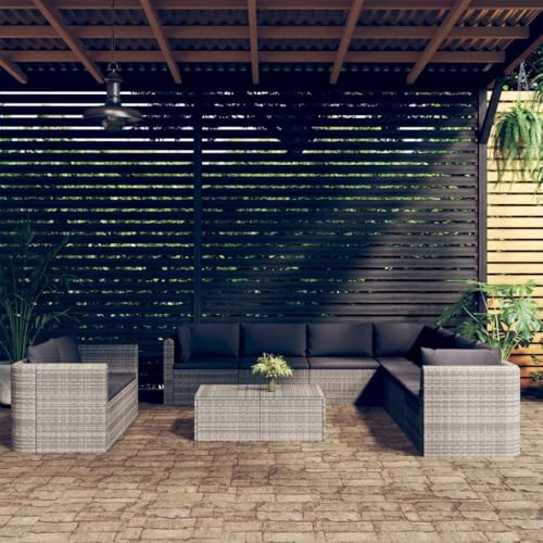 Qnhdfrt Garten Lounge Set Grau 10 teilig Poly Rattan Sofa Eckecke mit Couchtisch und Polstern Outdoor Möbel für Terrasse Balkon und Garten Qnhdfrt Garten Lounge Set Grau 10 teilig Poly Rattan Sofa Eckecke mit Couchtisch und Polstern Outdoor Möbel für Terrasse Balkon und Garten von Qnhdfrt