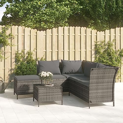 Qnhdfrt Garten Lounge Set Grau 4 teilig Poly Rattan Ecksofa mit Couchtisch und Stauraum Modernes Design Robust & Langlebig für Balkon Terrasse Garten Qnhdfrt Garten Lounge Set Grau 4 teilig Poly Rattan Ecksofa mit Couchtisch und Stauraum Modernes Design Robust & Langlebig für Balkon Terrasse Garten von Qnhdfrt