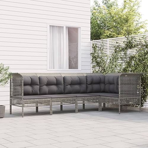 Qnhdfrt Garten Lounge Set Grau 5 teilig PE Rattan Ecksofa mit Kissen Outdoor Möbel für Terrasse Balkon und Garten Qnhdfrt Garten Lounge Set Grau 5 teilig PE Rattan Ecksofa mit Kissen Outdoor Möbel für Terrasse Balkon und Garten von Qnhdfrt