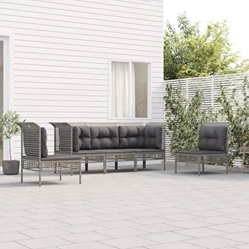 Qnhdfrt Garten Lounge Set Grau 5 teilig PE Rattan Outdoor Sofa mit Kissen Ecksofa und Mittelsofa für Terrasse Balkon Garten Qnhdfrt Garten Lounge Set Grau 5 teilig PE Rattan Outdoor Sofa mit Kissen Ecksofa und Mittelsofa für Terrasse Balkon Garten von Qnhdfrt