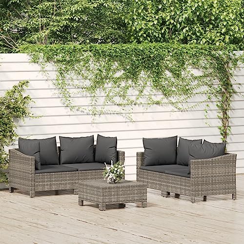 Qnhdfrt Garten Lounge Set Grau 5 teilig mit Kissen PE Rattan Outdoor Möbel Ecksofa und Hocker für Terrasse Balkon Garten Qnhdfrt Garten Lounge Set Grau 5 teilig mit Kissen PE Rattan Outdoor Möbel Ecksofa und Hocker für Terrasse Balkon Garten von Qnhdfrt