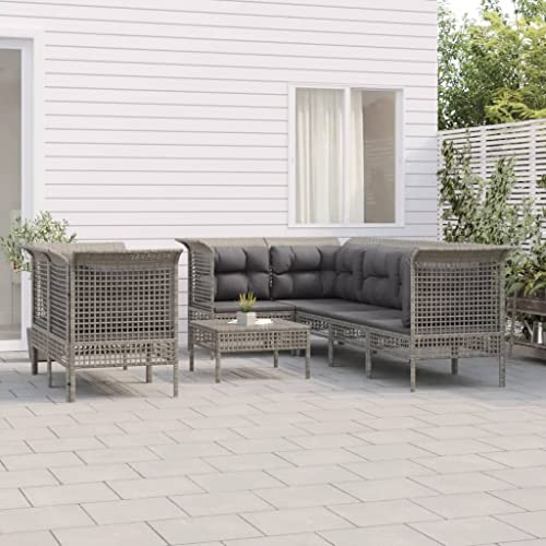 Qnhdfrt Garten Lounge Set Grau 8 teilig mit Kissen PE Rattan Ecksofa Mittelsofa und Hocker Wetterfeste Outdoor Möbel für Terrasse Balkon und Garten Qnhdfrt Garten Lounge Set Grau 8 teilig mit Kissen PE Rattan Ecksofa Mittelsofa und Hocker Wetterfeste Outdoor Möbel für Terrasse Balkon und Garten von Qnhdfrt