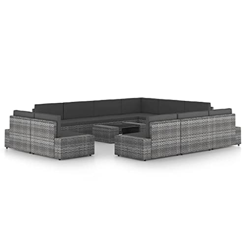 Qnhdfrt Garten Lounge Set Grau mit Kissen PE Rattan Modular Outdoor Sitzgruppe für Terrasse Balkon und Garten von Qnhdfrt