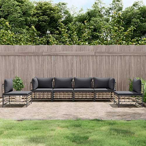 Qnhdfrt Garten Lounge Set Outdoor Sofa Anthrazit Poly Rattan mit Kissen Modulares Design Wetterfest für Terrasse Balkon und Garten von Qnhdfrt