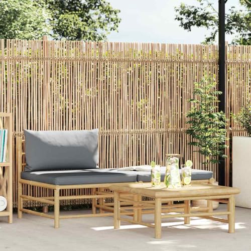 Qnhdfrt Garten Lounge Set Outdoor aus Bambus mit Dunkelgrauen Kissen, 3-TLG. Sofa Set mit Beistelltisch und Fußstütze, Modulares Design für Balkon, Terrasse und Garten Qnhdfrt Garten Lounge Set Outdoor aus Bambus mit Dunkelgrauen Kissen, 3-TLG. Sofa Set mit Beistelltisch und Fußstütze, Modulares Design für Balkon, Terrasse und Garten von Qnhdfrt