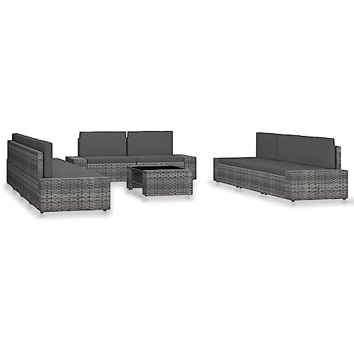 Qnhdfrt Garten Lounge Set Poly Rattan Grau 10 teilig mit Couchtisch Wetterfestes Outdoor Möbel Set für Garten Terrasse und Balkon Qnhdfrt Garten Lounge Set Poly Rattan Grau 10 teilig mit Couchtisch Wetterfestes Outdoor Möbel Set für Garten Terrasse und Balkon von Qnhdfrt