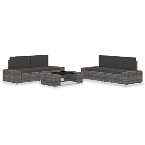 Qnhdfrt Garten Lounge Set Poly Rattan Grau 5 teilig mit Ecksofa und Couchtisch Wetterfest und Langlebig für Terrasse Garten und Balkon von Qnhdfrt